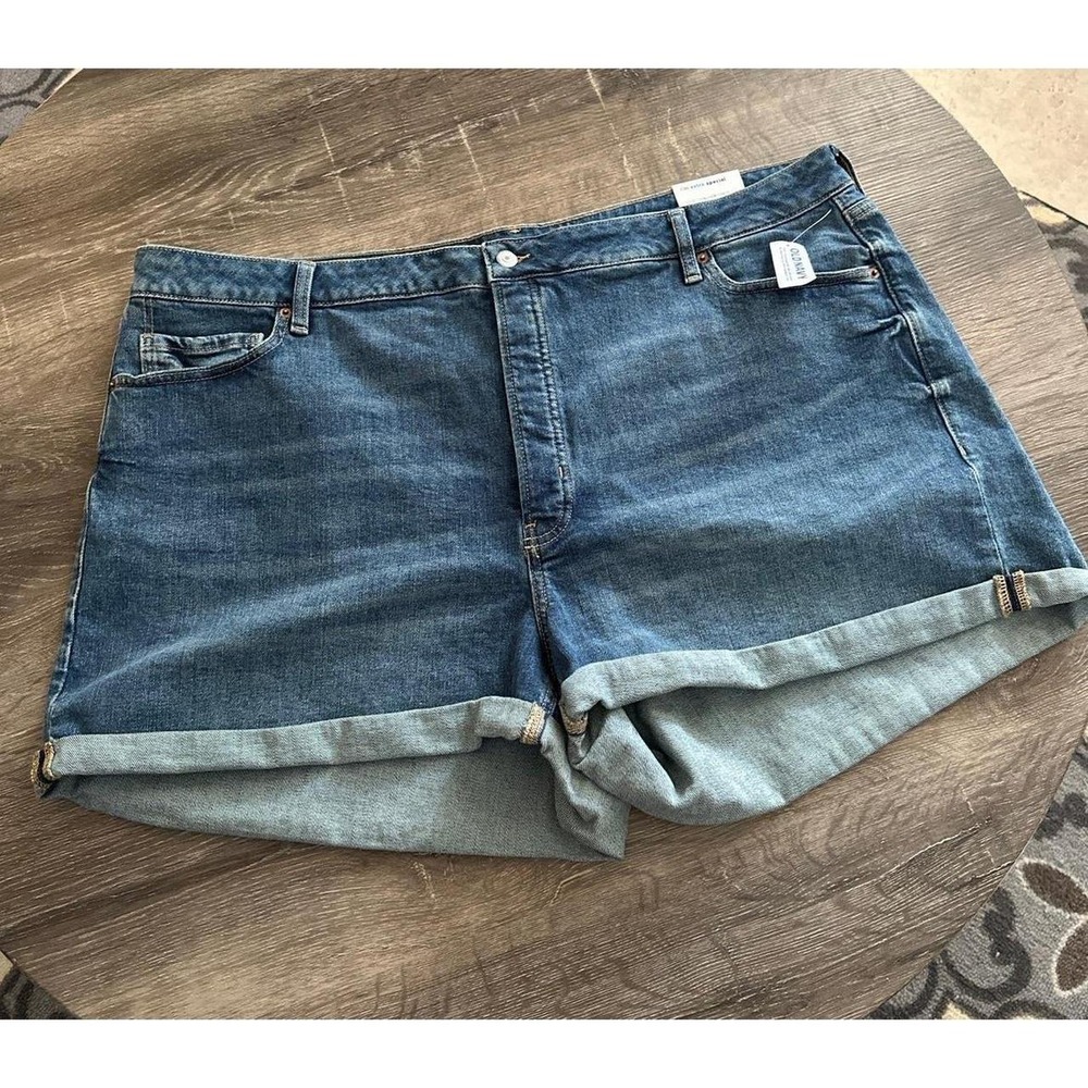 Old Navy OG Straight High Rise Denim Shorts Medium Wash Blue 26 802417-00-1